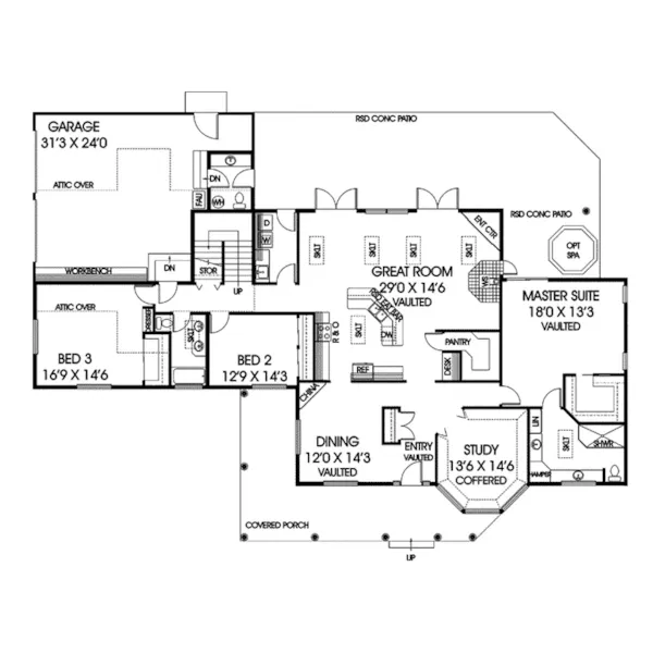 Luxury House Plan First Floor - Floyd Creek Luxury Acadian Home 085D-0897 - Search House Plans and More