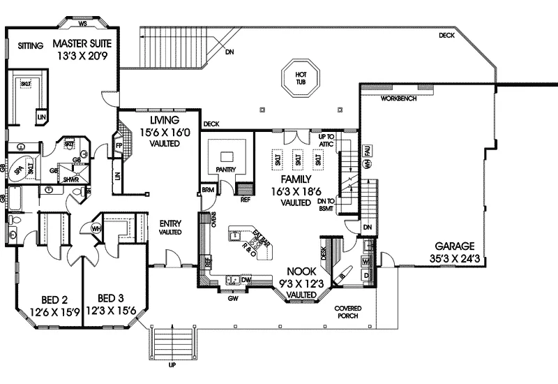 Country House Plan First Floor - Brookstone Terrace Country Home 085D-0901 - Search House Plans and More