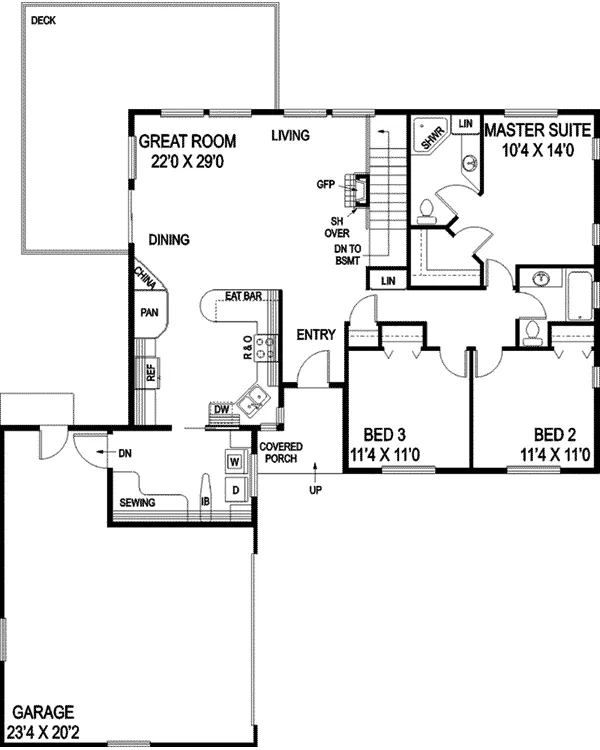 Ranch House Plan First Floor - Stonewick Country Ranch Home 085D-0906 - Shop House Plans and More