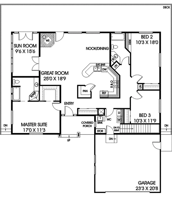 Ranch House Plan First Floor - Norwood Country Ranch Home 085D-0909 - Shop House Plans and More