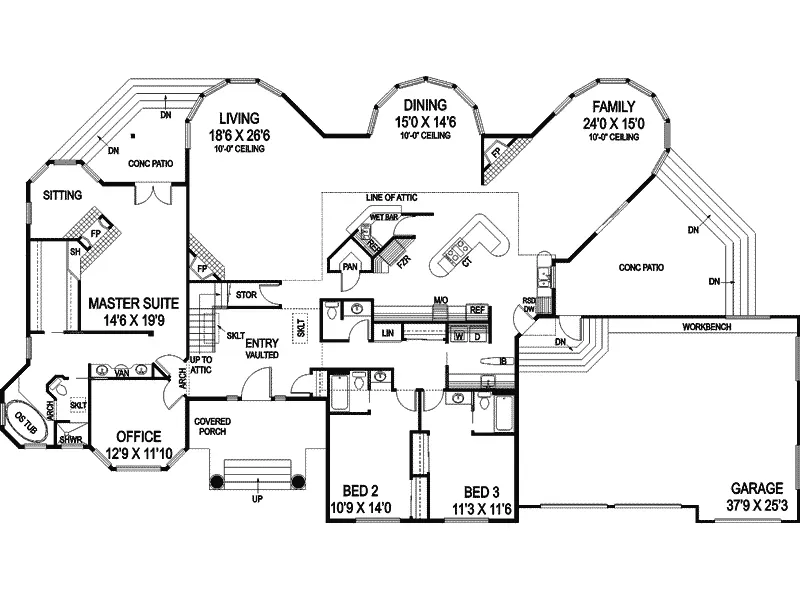 Ranch House Plan First Floor - Prichard Falls Luxury Home 085D-0911 - Shop House Plans and More