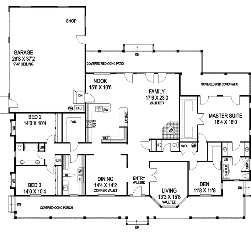 Traditional House Plan First Floor - Coolidge Neoclassical Ranch Home 085D-0914 - Search House Plans and More