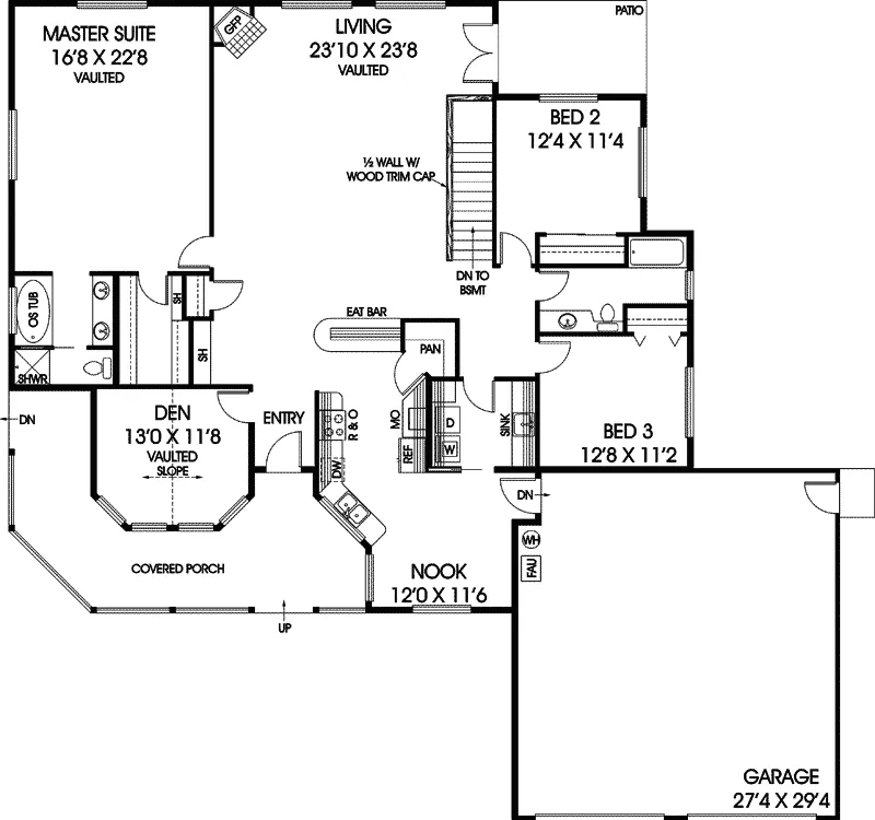 Country House Plan First Floor - Bluefield Country Ranch Home 085D-0916 - Search House Plans and More