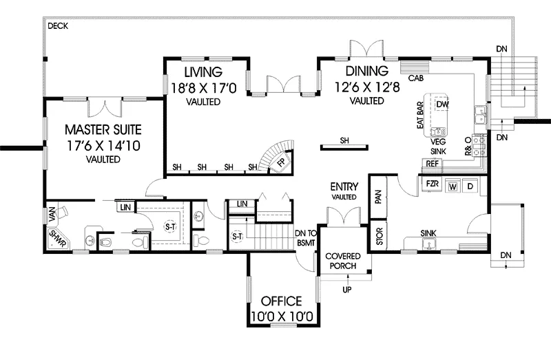 Traditional House Plan First Floor - Saxon Ranch Home 085D-0919 - Shop House Plans and More