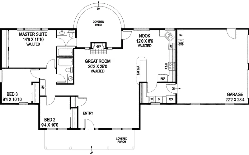 Neoclassical House Plan First Floor - Emmaline Country Ranch Home 085D-0923 - Search House Plans and More