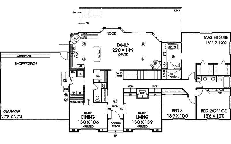 Ranch House Plan First Floor - Delmonico Pass Ranch Home 085D-0924 - Search House Plans and More