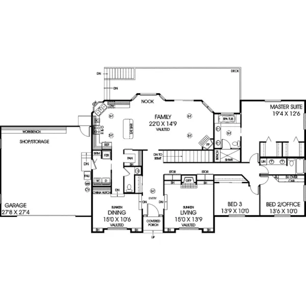 Ranch House Plan First Floor - Delmonico Pass Ranch Home 085D-0924 - Search House Plans and More