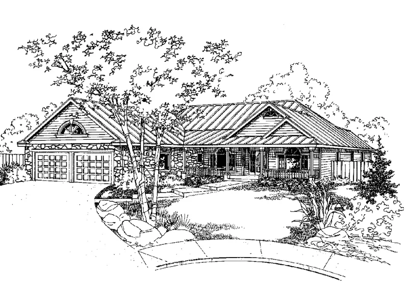 Craftsman House Plan Front of Home - Pembina Ranch Home 085D-0926 - Shop House Plans and More