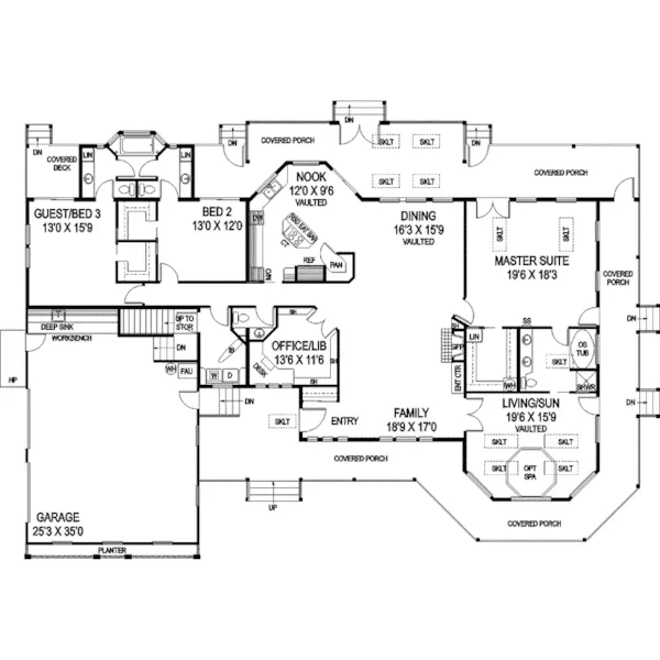 Country House Plan First Floor - Caldera Country Ranch Home 085D-0927 - Search House Plans and More