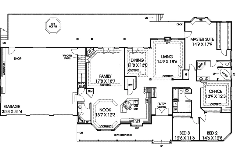 Ranch House Plan First Floor - Gillespie Park Country Home 085D-0932 - Search House Plans and More