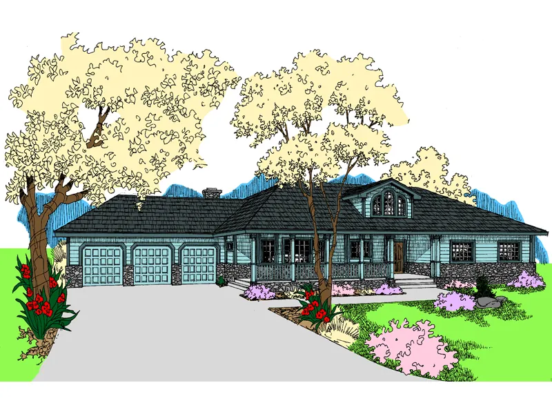 Ranch House Plan Front of Home - Gillespie Park Country Home 085D-0932 - Search House Plans and More
