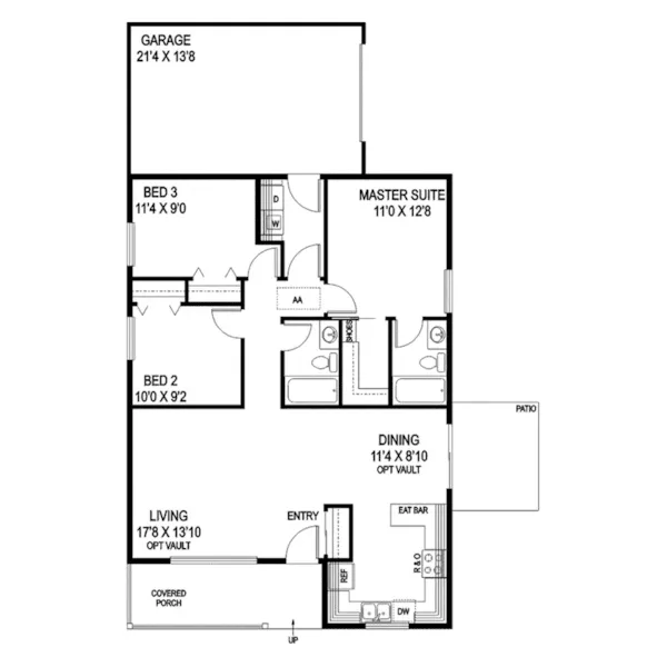 Contemporary House Plan First Floor - Elnora Country Home 085D-0934 - Search House Plans and More