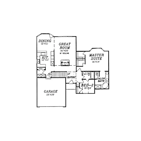 English Cottage House Plan First Floor - Courtney Terrace Ranch Home 086D-0003 - Search House Plans and More