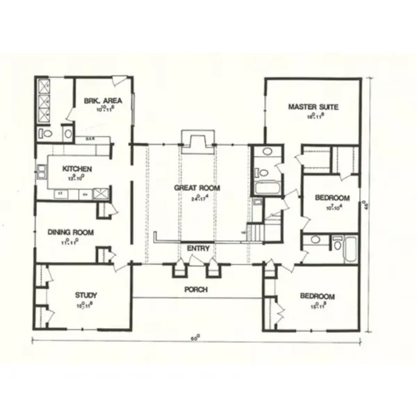 Country House Plan First Floor - Metcalfe Hill Ranch Home 086D-0004 - Shop House Plans and More