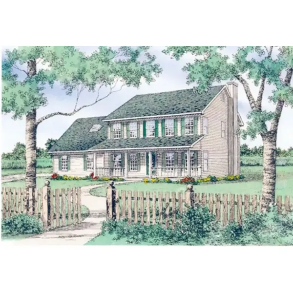 Country Farmhouse Style House With Two Stories And A Covered Porch