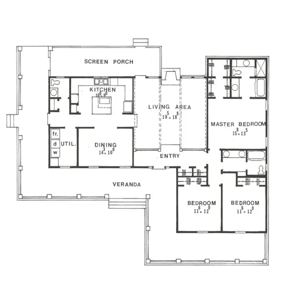 Country House Plan First Floor - Labonte Raised Lowcountry Home 086D-0024 - Shop House Plans and More