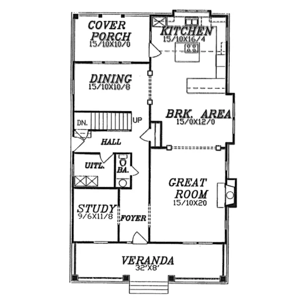 Southern House Plan First Floor - Eddelton Bungalow Home 086D-0025 - Search House Plans and More