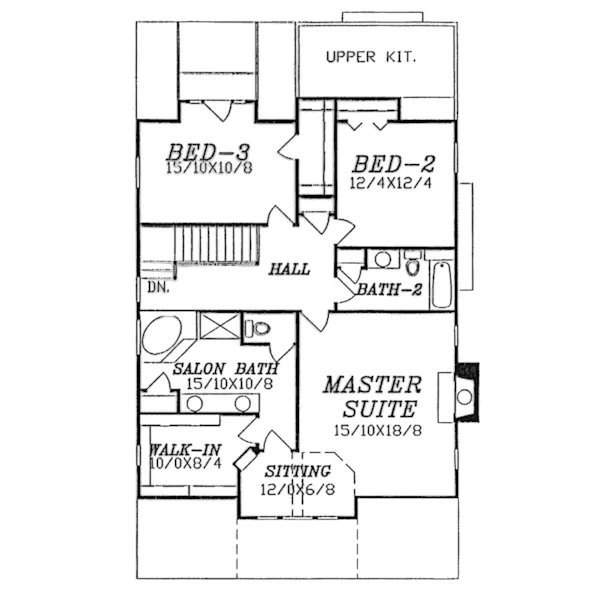 Southern House Plan Second Floor - Eddelton Bungalow Home 086D-0025 - Search House Plans and More