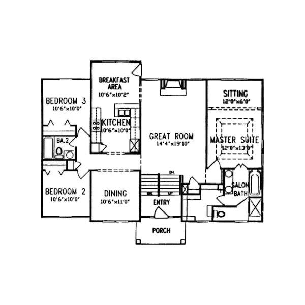 Neoclassical House Plan First Floor - Saddleford Traditional Home 086D-0026 - Shop House Plans and More