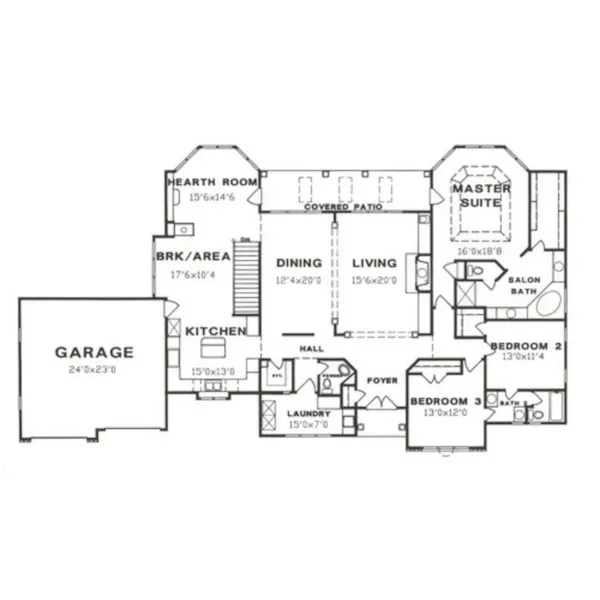 Ranch House Plan First Floor - Varano European Home 086D-0028 - Shop House Plans and More