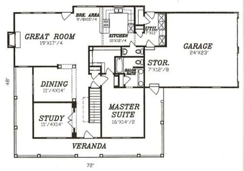 Country House Plan First Floor - Fawnmill Country Home 086D-0029 - Search House Plans and More
