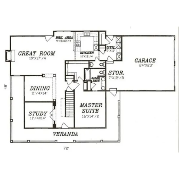 Country House Plan First Floor - Fawnmill Country Home 086D-0029 - Search House Plans and More