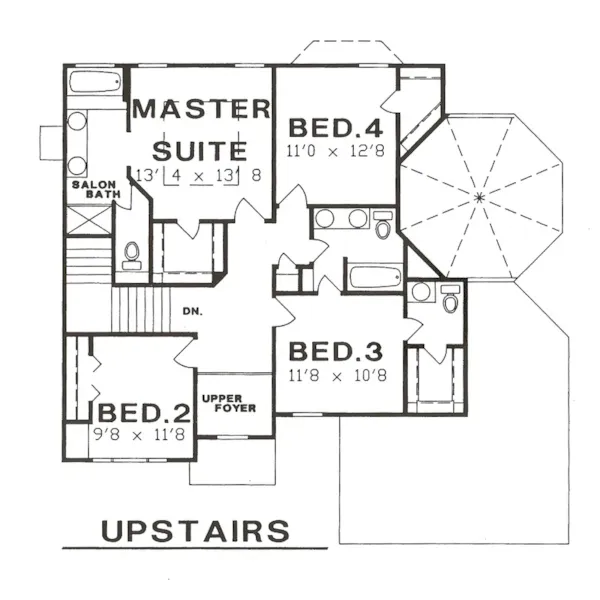 Traditional House Plan Second Floor - Arrowtree Traditional Home 086D-0040 - Search House Plans and More