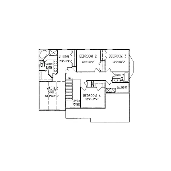 Colonial House Plan Second Floor - Cora Belle Country Home 086D-0041 - Search House Plans and More