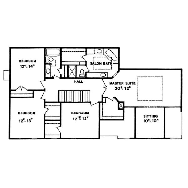 Early American House Plan Second Floor - Hedingham Colonial Home 086D-0044 - Search House Plans and More