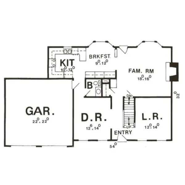 Southern House Plan First Floor - Whitmere Colonial Home 086D-0062 - Shop House Plans and More