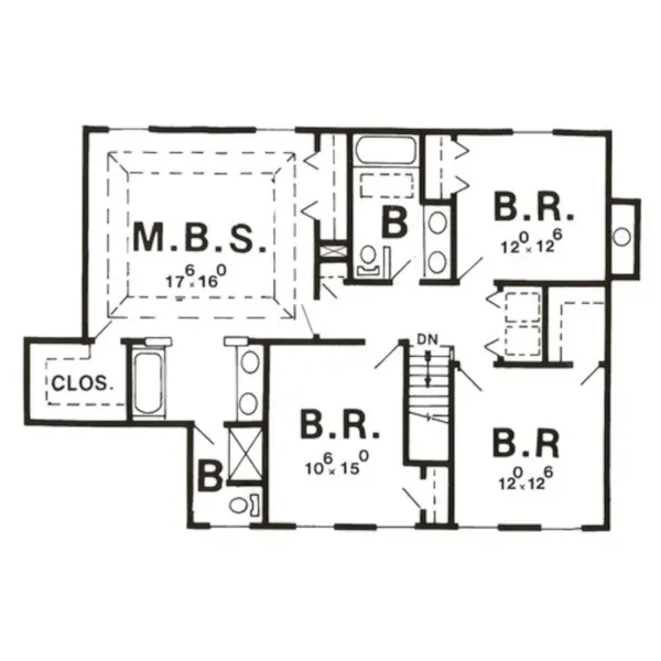 Southern House Plan Second Floor - Whitmere Colonial Home 086D-0062 - Shop House Plans and More