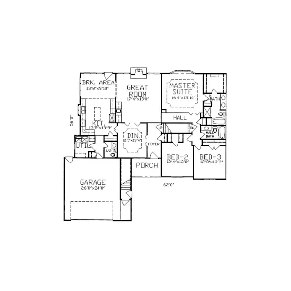 Traditional House Plan First Floor - Lily Valley Tudor Style Home 086D-0069 - Shop House Plans and More