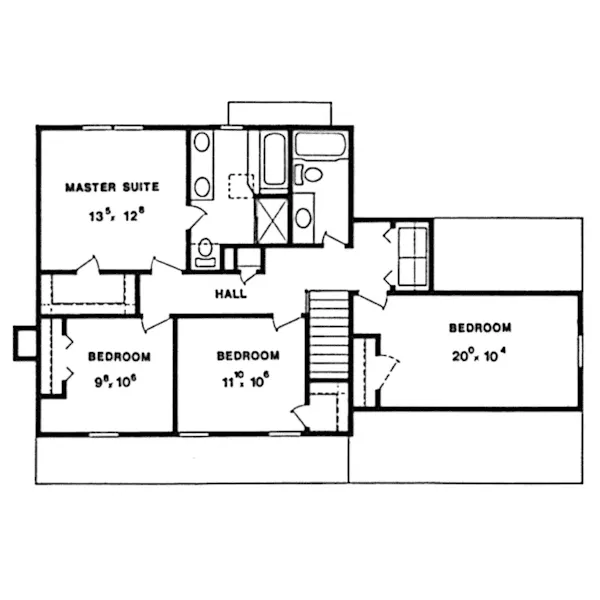 Early American House Plan Second Floor - Stoddard Colonial Home 086D-0080 - Shop House Plans and More