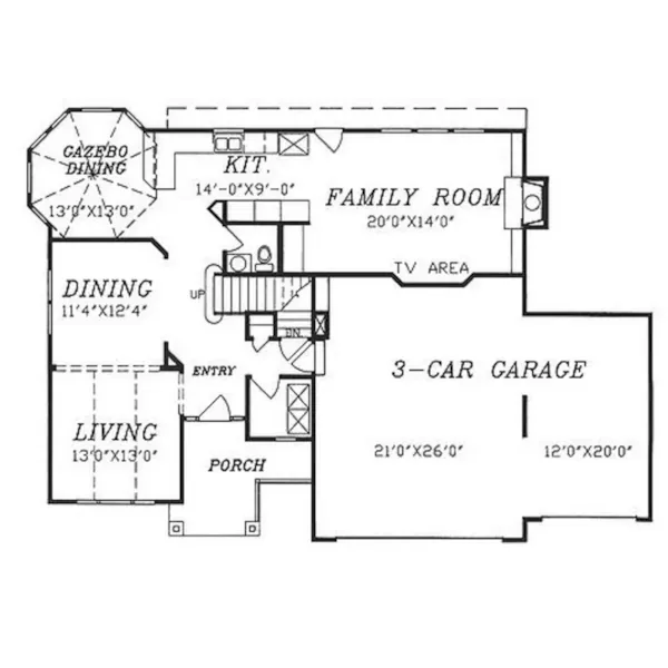 Traditional House Plan First Floor - Bayhill Rustic Traditional Home 086D-0101 - Search House Plans and More