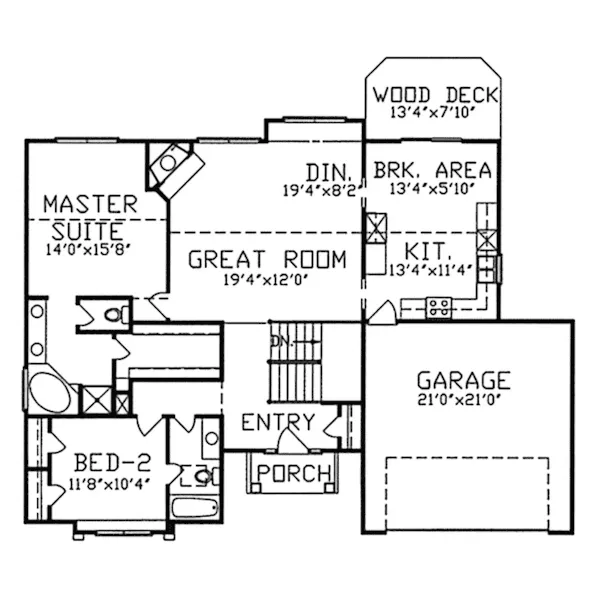 Arts & Crafts House Plan First Floor - Kehrspoint Ranch Home 086D-0103 - Search House Plans and More