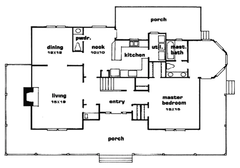 Traditional House Plan First Floor - Nanceen Country Home 086D-0112 - Shop House Plans and More