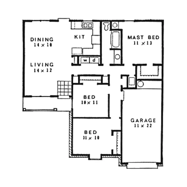 Ranch House Plan First Floor - Briarcrest Lake Ranch Home 086D-0115 - Search House Plans and More