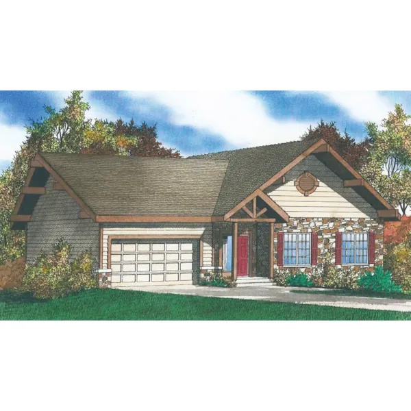 Ranch House Plan Front of Home - Chattanooga Rustic Ranch Home 086D-0117 - Search House Plans and More