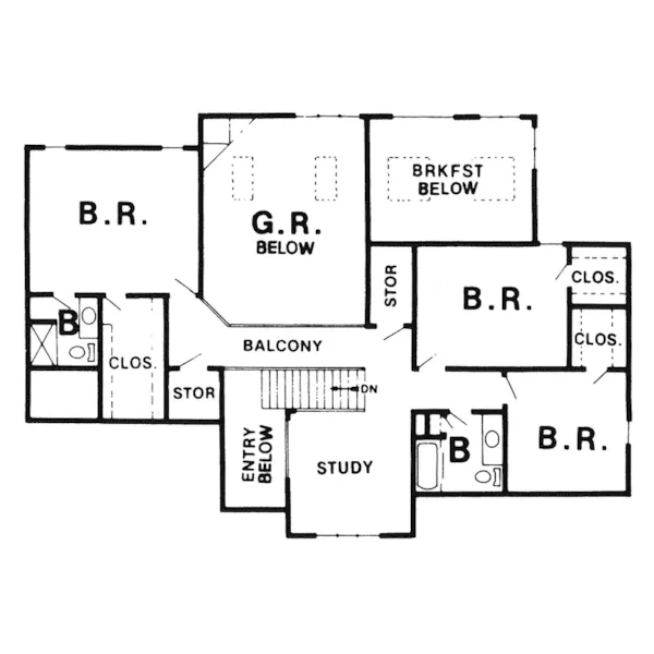 European House Plan Second Floor - Powers Lake  Tudor Home 086D-0122 - Shop House Plans and More