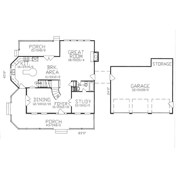 Traditional House Plan First Floor - Paletta Traditional Home 086D-0124 - Shop House Plans and More