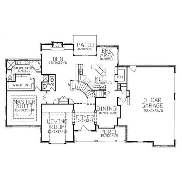 Early American House Plan First Floor - Amesbury Traditional Home 086D-0125 - Search House Plans and More