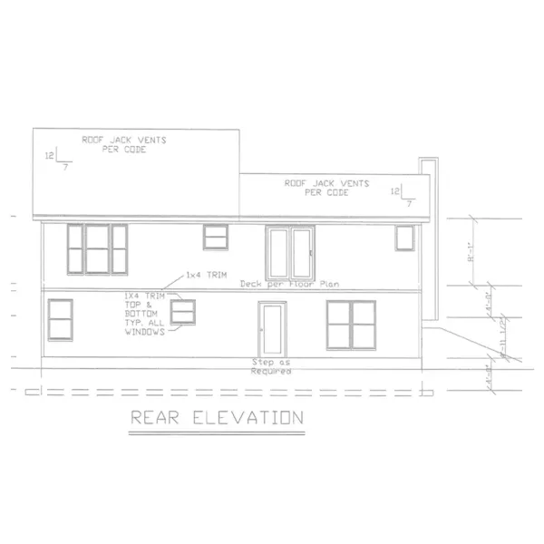 Rear Elevation - Vashon Split-Level Home 086D-0127 - Shop House Plans and More