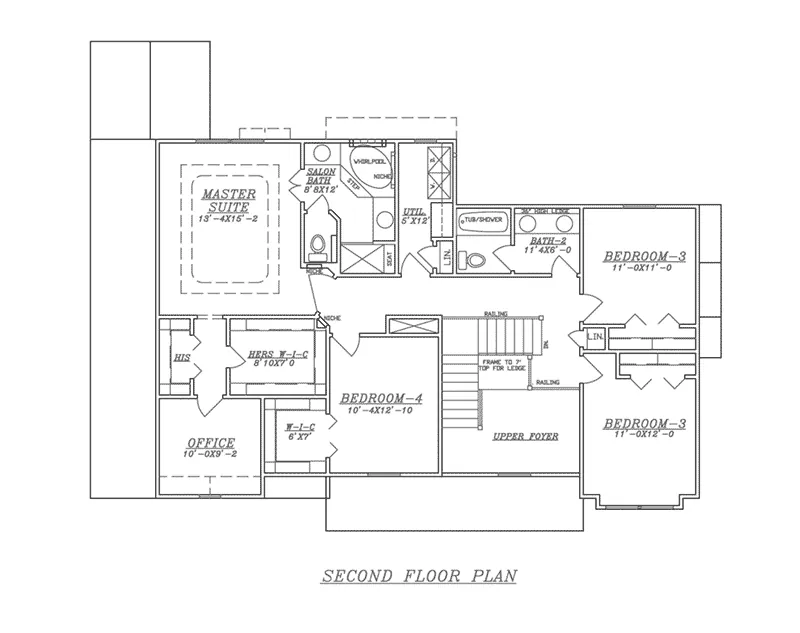 Traditional House Plan Second Floor - 086D-0130 - Shop House Plans and More