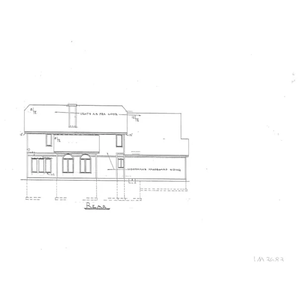 Traditional House Plan Rear Elevation - Pentland Tudor Home 086D-0131 - Shop House Plans and More