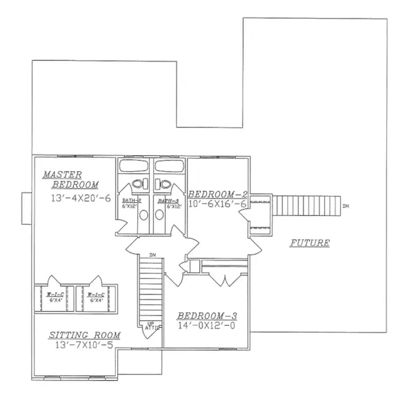 Traditional House Plan Second Floor - Meyer Traditional Home 086D-0132 - Shop House Plans and More