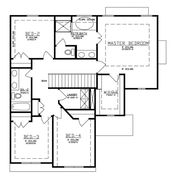 Second Floor - Brook Harbor Craftsman Home 086D-0135 - Shop House Plans and More