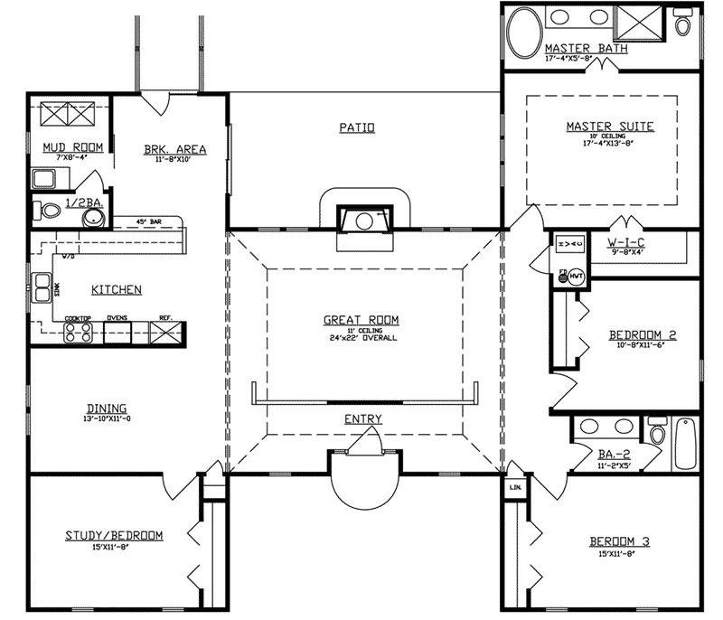 Traditional House Plan First Floor - 086D-0136 - Shop House Plans and More