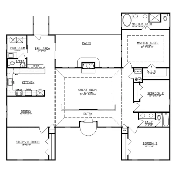 Cape Cod & New England House Plan First Floor - Blackwood Ranch Home 086D-0136 - Shop House Plans and More