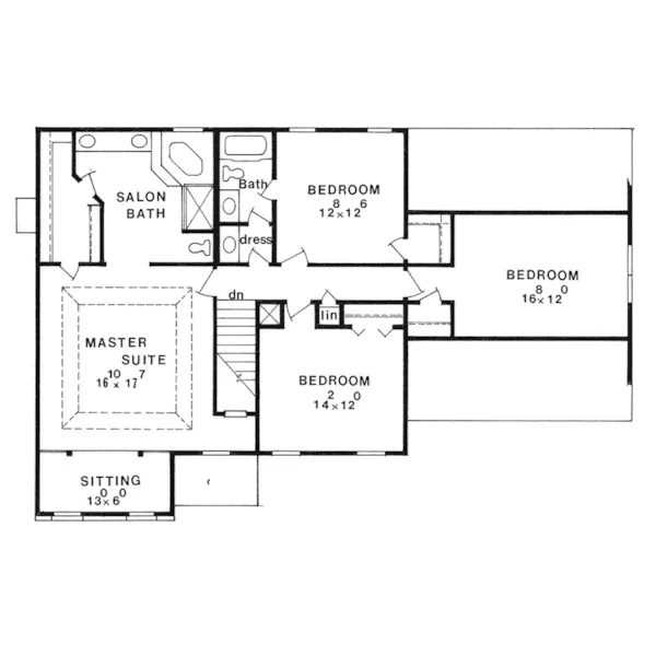 Traditional House Plan Second Floor - Ardmore Lane Traditional Home 086D-0138 - Shop House Plans and More