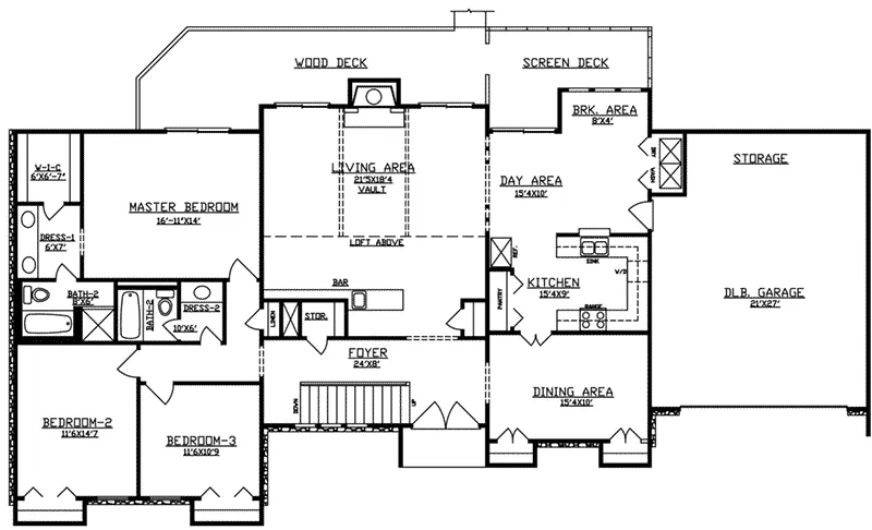 Rustic House Plan First Floor - 086D-0140 - Shop House Plans and More